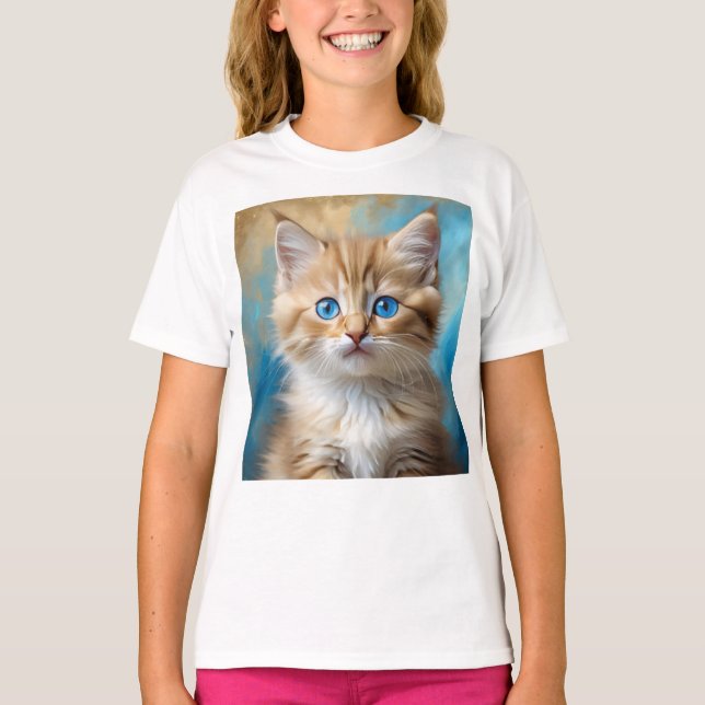 Camiseta Retrato Gato Adorável (Frente)