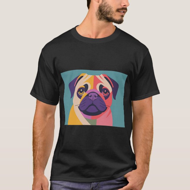 Camiseta Retrato Geométrico de Pug (Frente)