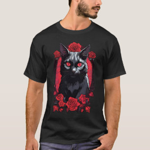 Camiseta Retrato Gótico Animal   Gato Preto