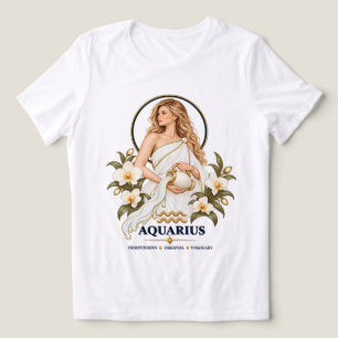 Camiseta Retrato Gráfico Personalizado do Zodíaco de Aquári