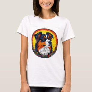 Camiseta Retrato Ilustrado Vibrante de um Cachorro