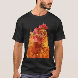 Camiseta Retrato Isolado de Galinha de Quintal Excêntrica