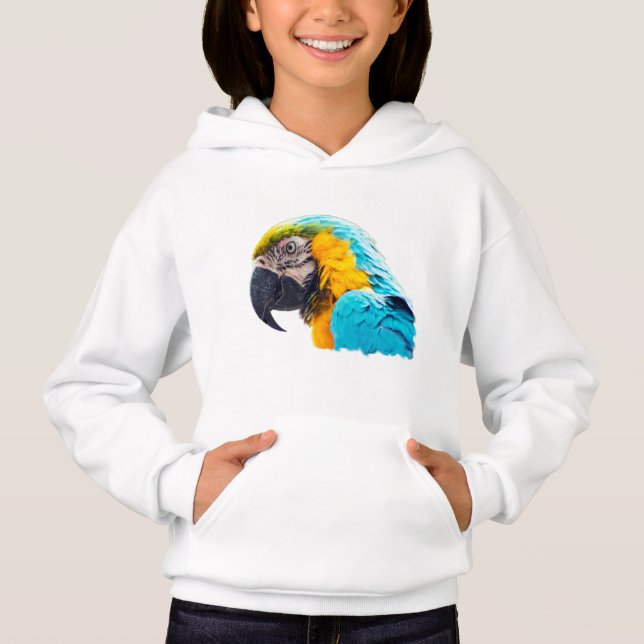 Camiseta Retrato Macaw - amigos papagaios (Frente)