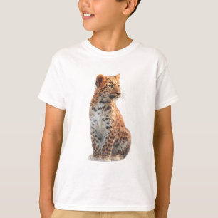 Camiseta Retrato Majestoso de Filhote de Leopardo Manchado