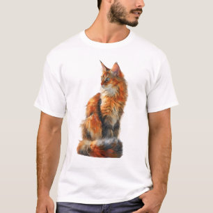 Camiseta Retrato Majestoso de Gato Somali Laranja para Home