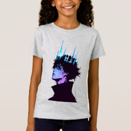 Camiseta Retrato Masculino do Rei Anime Gótico com Coroa Az