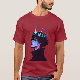 Camiseta Retrato Masculino do Rei do Anime Gótico com Coroa