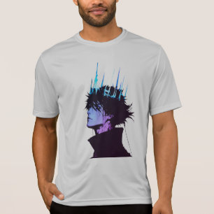 Camiseta Retrato Masculino Gótico do Rei do Anime com Coroa