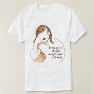 Camiseta Retrato Minimalista Elegante com Citação