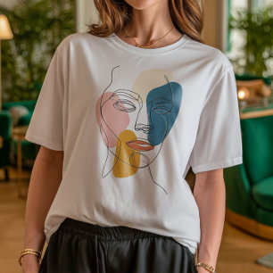 Camiseta Retrato mínimo com Abstrato de face Retrato com um