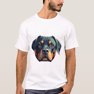 Camiseta Retrato moderno de Rottweiler - Estilo de vetor ou