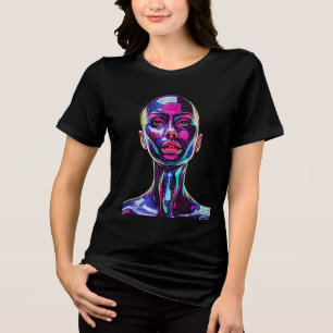 Camiseta Retrato Mosaico Vibrante de uma Mulher Moderna