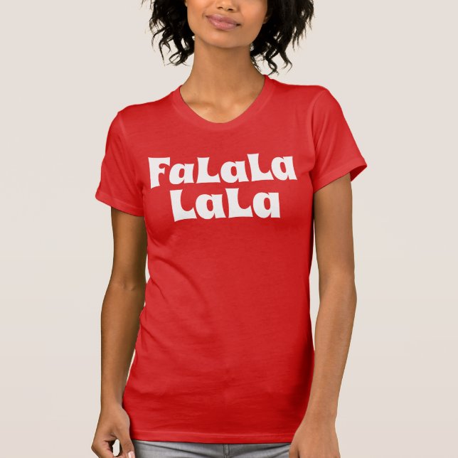 Camiseta Retrato Natal Vermelho Fa La La La (Frente)
