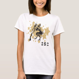 Camiseta Retrato para Cães do German shepherd Dourado Star