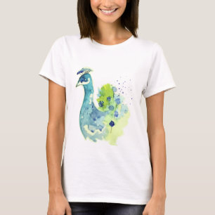 Camiseta Retrato Peacock bonito de Aquarela