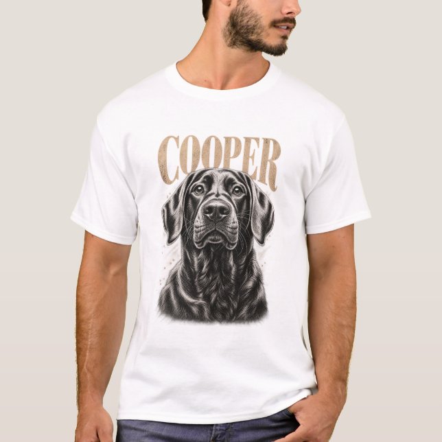 Camiseta Retrato Personalizado de Cachorro em Estilo de Gra (Frente)