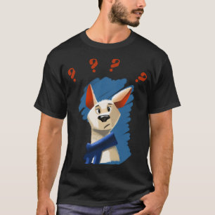 Camiseta retrato pintado de perguntar ao cão sobre fundo az