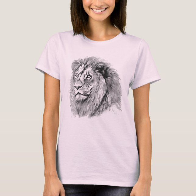 Camiseta Retrato poderoso de leão (Frente)