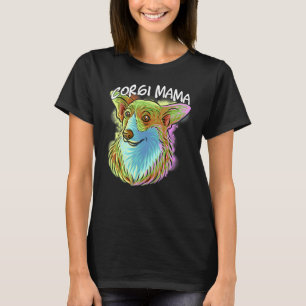 Camiseta Retrato Pop Colorido de Corgi Mãe Dia das Mães M