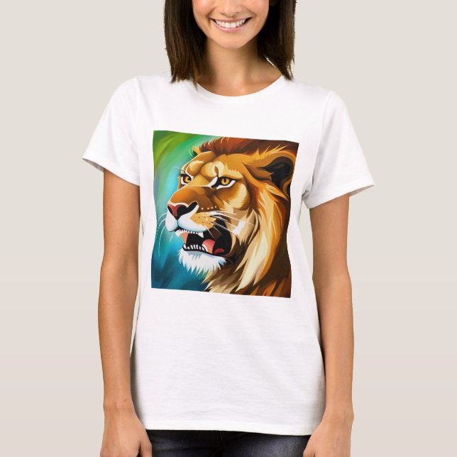 Camiseta Retrato Posicionado Do Lion De Raiva-57566 (Frente)