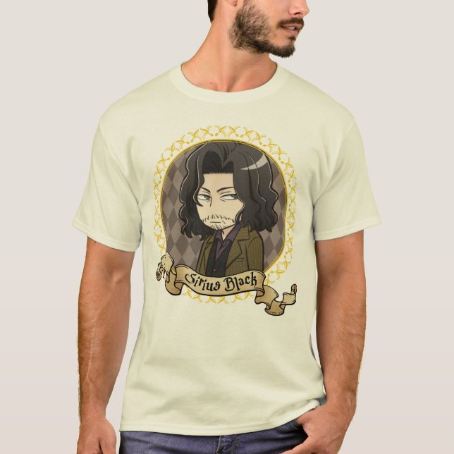Camiseta Retrato Preto Anime Sirius (Frente)