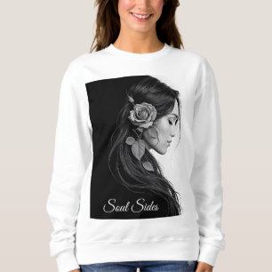 Camiseta Retrato preto e branco da bela arte feminina