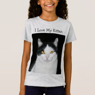 Camiseta Retrato preto e branco do gato