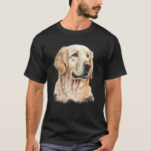 Camiseta Retrato Retrato do ouro Cão de Arte Desenhado