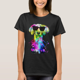 Camiseta Retrato Retro Pop de Cachorro Weimaraner com Fones