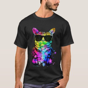 Camiseta Retrato Retro Pop de Gato American Shorthair com F