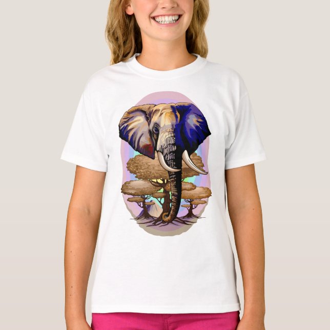 Camiseta Retrato Surreal do Elefante Africano (Frente)
