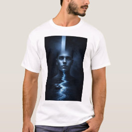 Camiseta Retrato Surrealista com Luz Azul Etérea