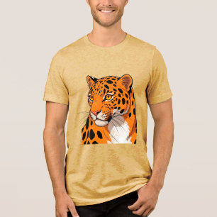 Camiseta Retrato Vibrante de Leopardo com Manchas Ousadas