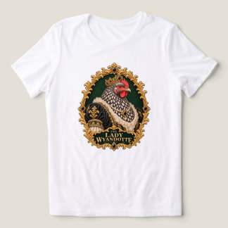 Camiseta Retrato Vintage de Galinha Dama Wyandotte com Rend