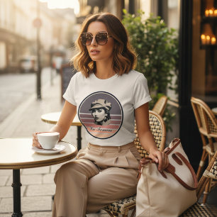Camiseta Retrato Vintage de Mulher La Femme Pôr do Sol