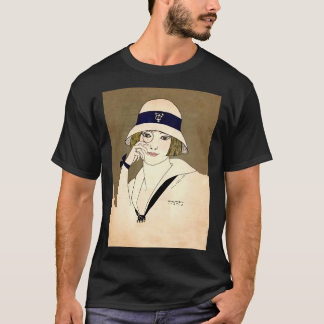 Camiseta retrato vintage de uma flapper (Frente)