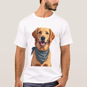 Camiseta Retrato Vintage do Golden Retriever com Faixa Colo