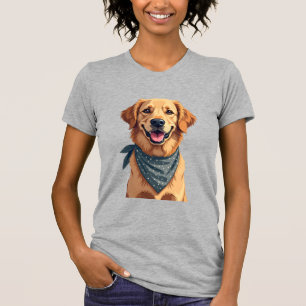Camiseta Retrato Vintage do Golden Retriever com Faixa Colo