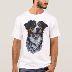 Camiseta Retratos Sofisticados de Cachorros Arte de Cabeça 