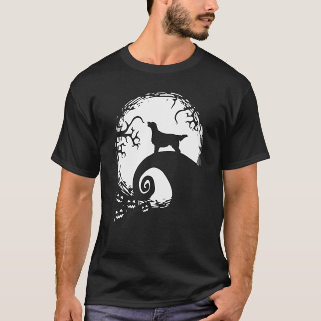 Camiseta Retriever de Capa Lisa E Lua Halloween (Frente)