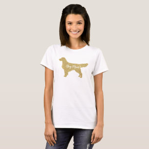Camiseta Retriever de Ouro com Glitter Dourado   Mãe de cãe