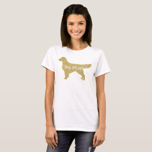 Camiseta Retriever de Ouro com Glitter Dourado   Mãe de cãe