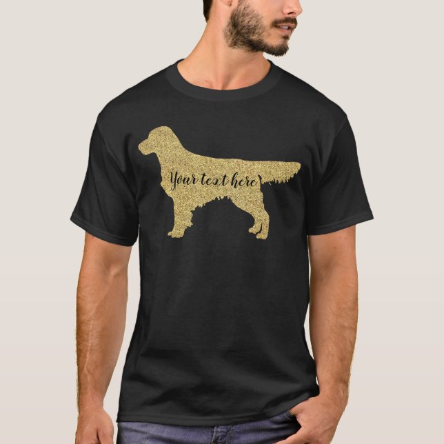 Camiseta Retriever de Ouro com Glitter Dourado | Seu texto  (Frente)