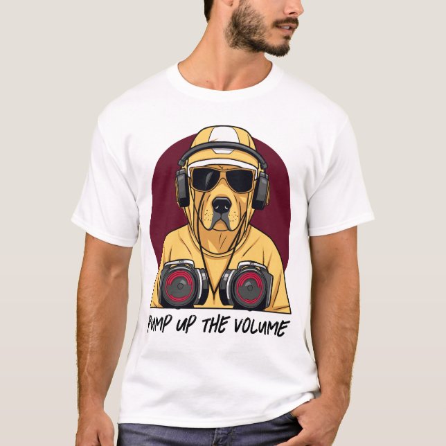 Camiseta Retriever de ouro vestido como DJ (Frente)