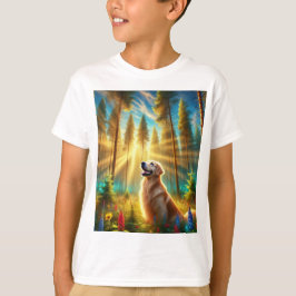 Camiseta Retriever de ouros na Floresta Encantada