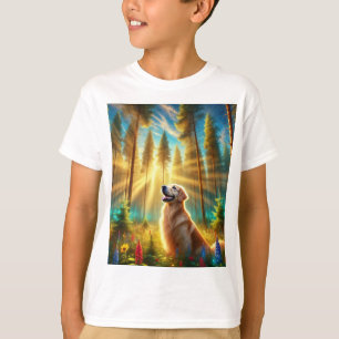 Camiseta Retriever de ouros na Floresta Encantada