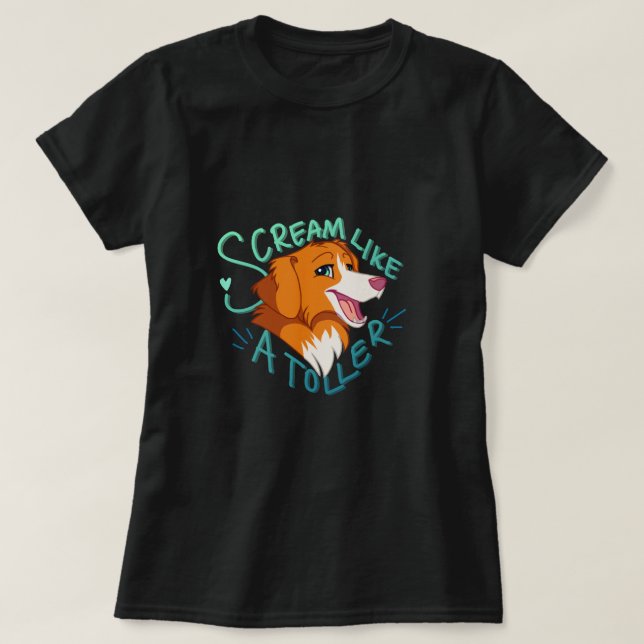 Camiseta Retriever de Toller Gritar Duck Toller Cachorro (Frente do Design)