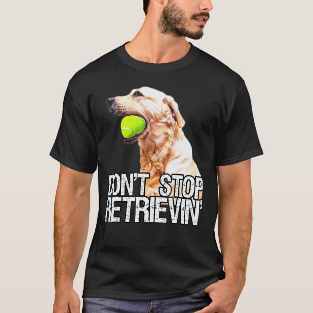 Camiseta Retriever Dourado Não Para de Recuperar Com Bola d (Frente)