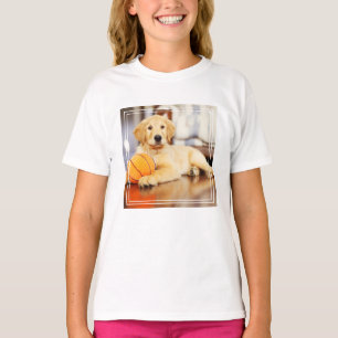 Camiseta Retriever Ouro Com Brinquedo De Basquete