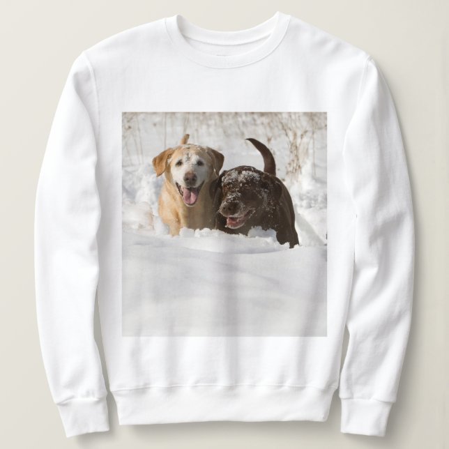 Camiseta Retrievers de Labrador de sorriso na neve (Frente do Design)